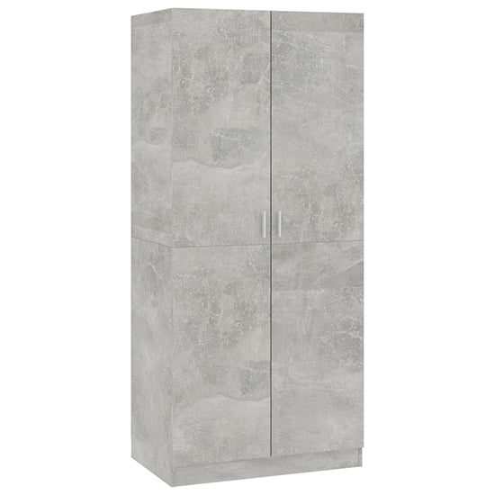 CHOICEWARDROBE CARLOW 2 DOOR WARDROBE – MODERN CONCRETE EFFECT FINISH with hanging rail & shelf