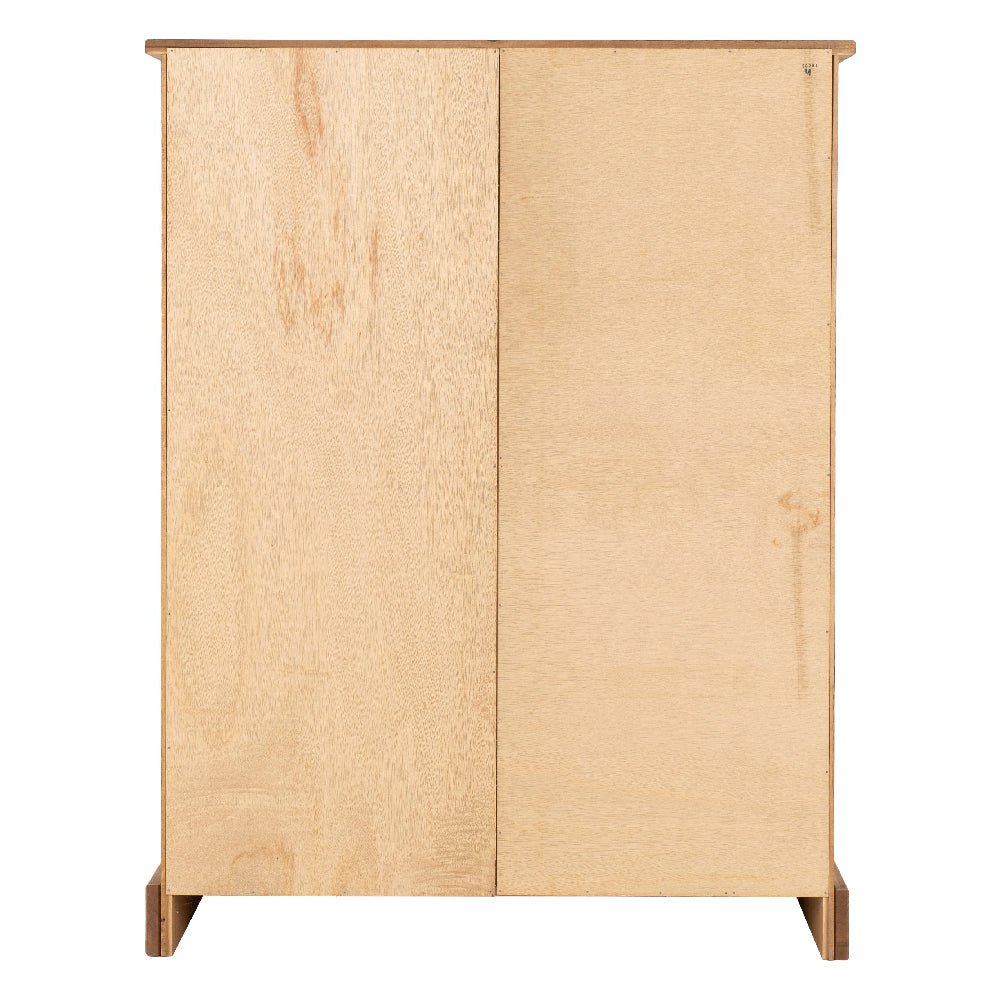 Solid pine wardrobe with 1 door and 4 drawers, rustic oak tone finish