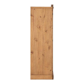 Side profile view of ChoiceWardrobe Central 4 Door Wooden Wardrobe with rustic oak texture and sturdy build