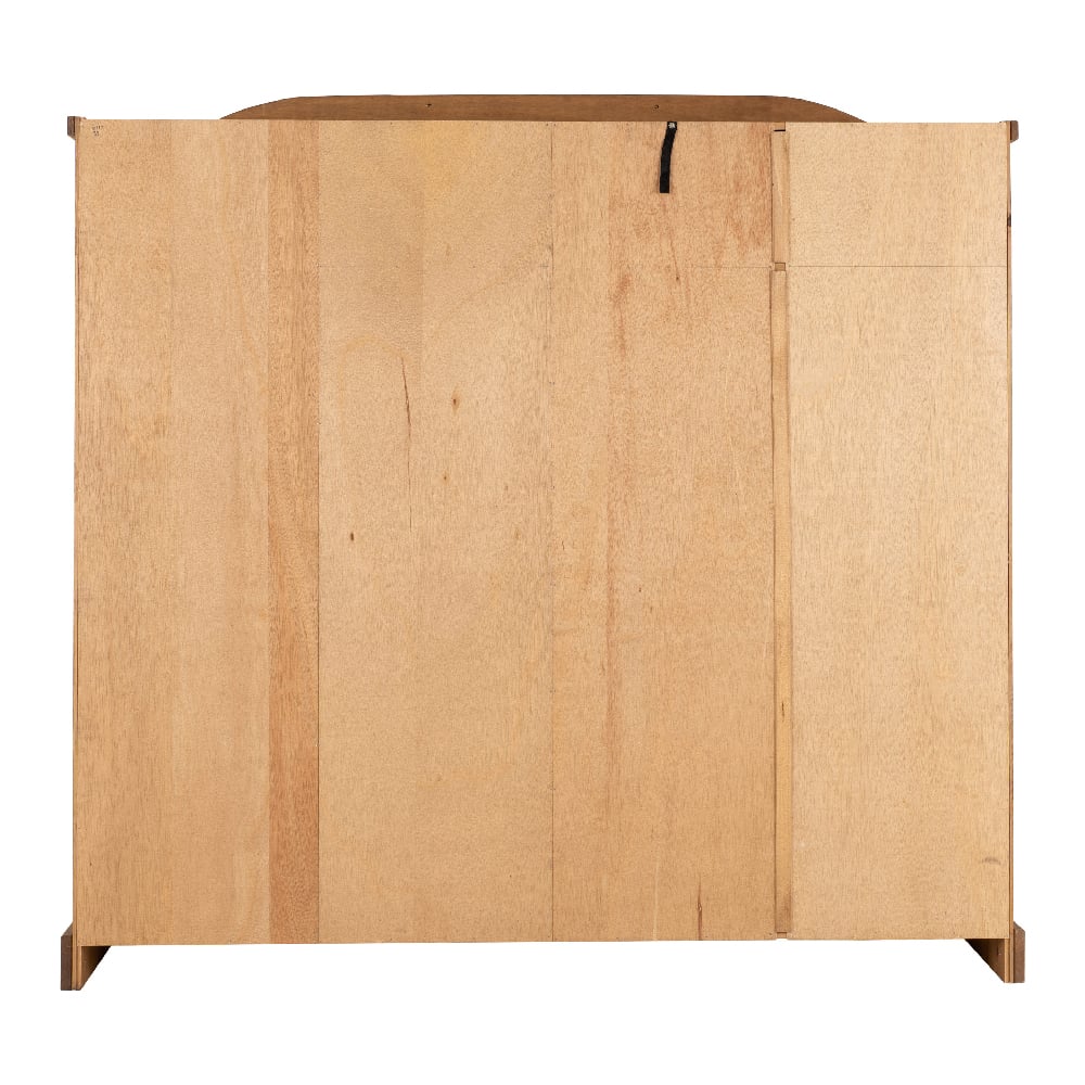 Back panel of CHOICEWARDROBE Central 4-door wooden wardrobe in natural oak, showing solid frame craftsmanship.