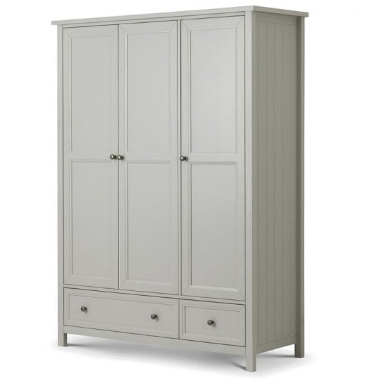CHOICEWARDROBE Cheshire 3 Door Soft Grey Wardrobe with Brushed Metal Handles