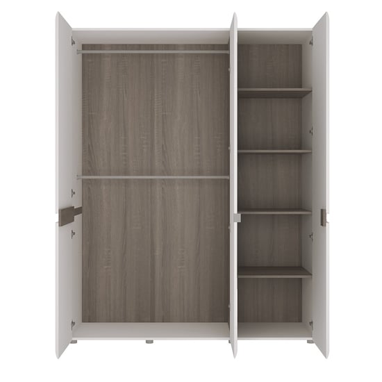 CHOICEWARDROBE Cheya 3 door wardrobe interior with shelves and Truffle Oak finish