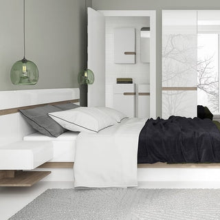 ChoiceWardrobe Cheya 164cm white and truffle oak mirrored wardrobe in modern bedroom lifestyle setting