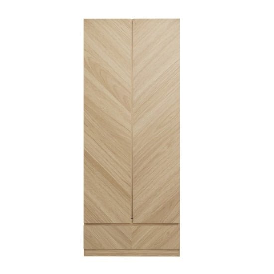 CHOICEWARDROBE Cianna Euro Oak 2 Door Wardrobe with Drawer, featuring a chevron pattern.