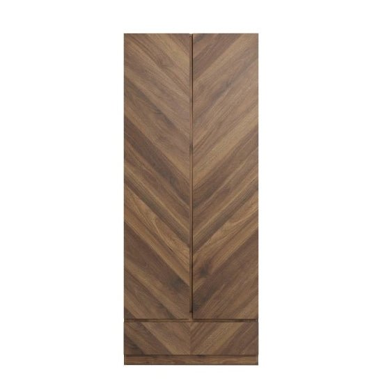 CHOICEWARDROBE Cianna royal walnut 2 door wardrobe with drawer, chevron pattern