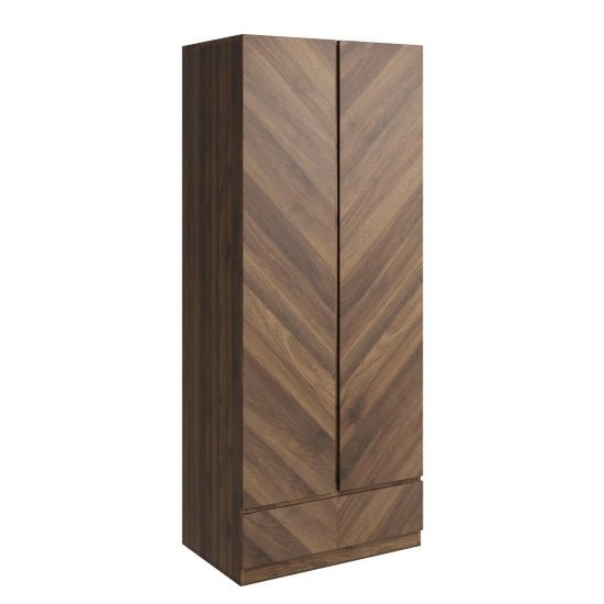 CHOICEWARDROBE Cianna Royal Walnut 2 door wardrobe with drawer and chevron pattern