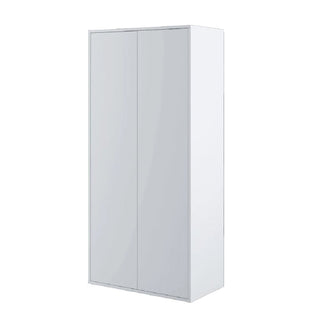 The CHOICEWARDROBE Clarion 2 Door Wardrobe, in a white matte finish, features a modern slim design with a hanging rail and adjustable shelves—ideal for compact, contemporary bedrooms.