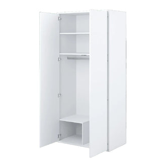 The CHOICEWARDROBE Clarion 2 Door Wardrobe in white matte finish features a modern slim design, hanging rail, adjustable shelves, and spacious compartments—ideal for stylish storage in compact bedrooms.