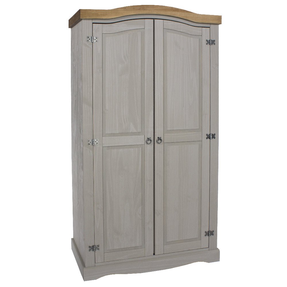 CHOICEWARDROBE Consett 100cm grey and oak wooden 2 door wardrobe with rustic country style.
