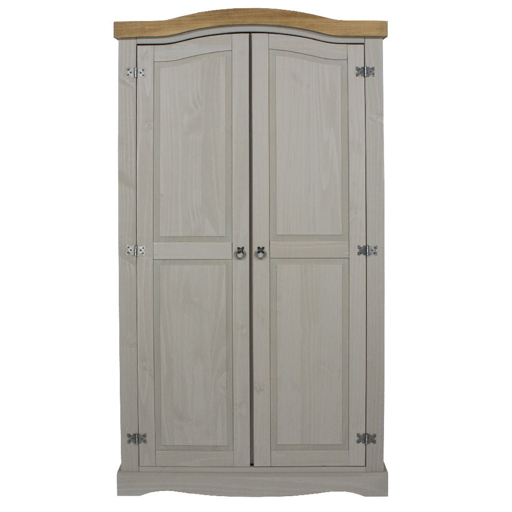 Grey and oak 2 door rustic country style wardrobe