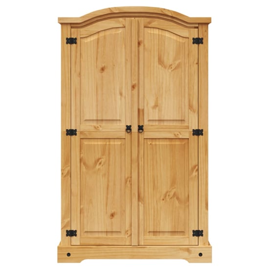 CHOICEWARDROBE Croydon 2 door pine wardrobe with natural finish and black metal hinges