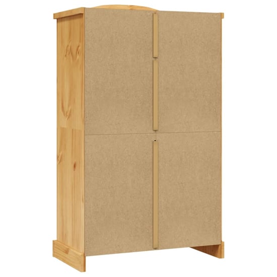 Two-door natural pine wardrobe, solid construction, traditional country style.
