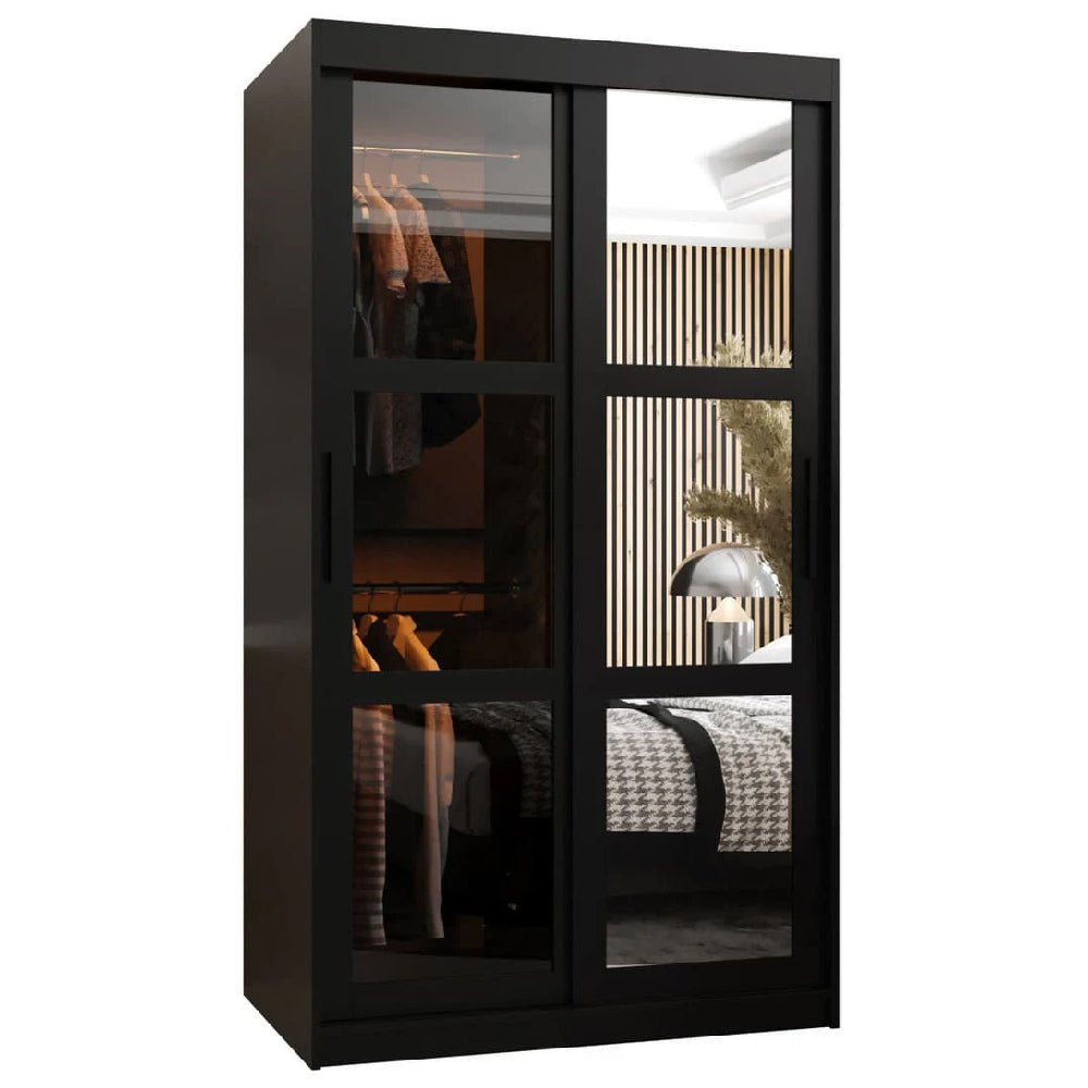 CHOICEWARDROBE Danville 100cm black finish 2 door mirrored sliding wardrobe