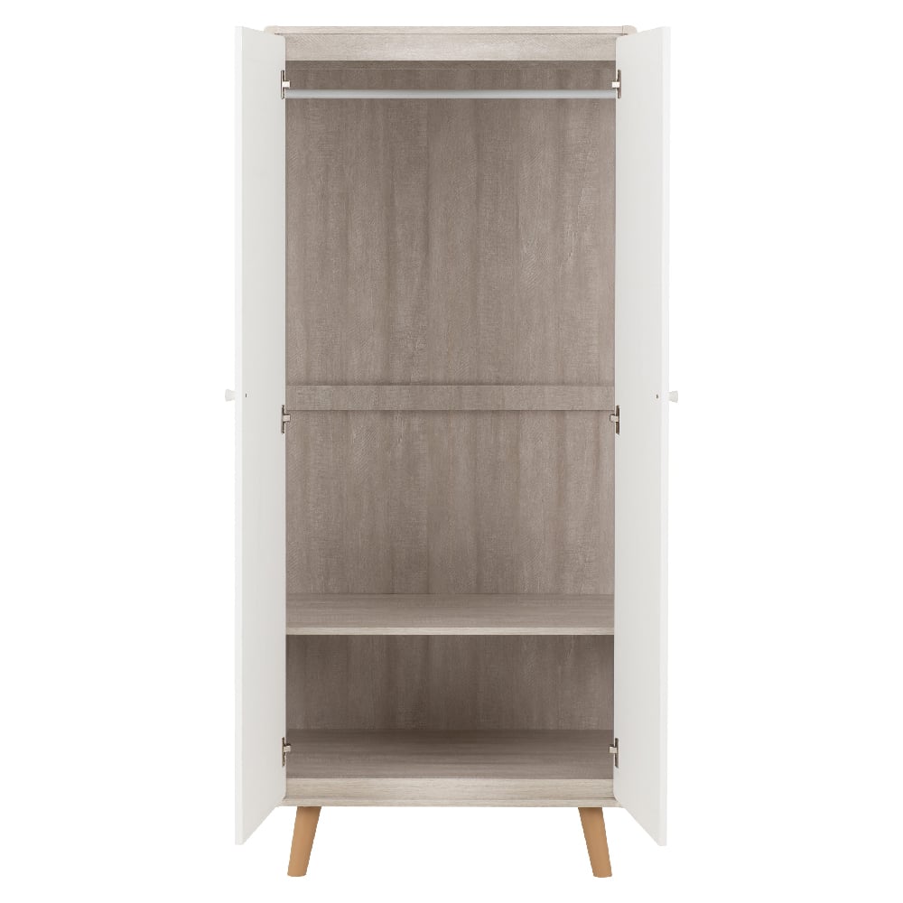 CHOICEWARDROBE Davis 2 door wardrobe, dusty grey & white, chevron doors, Scandi legs