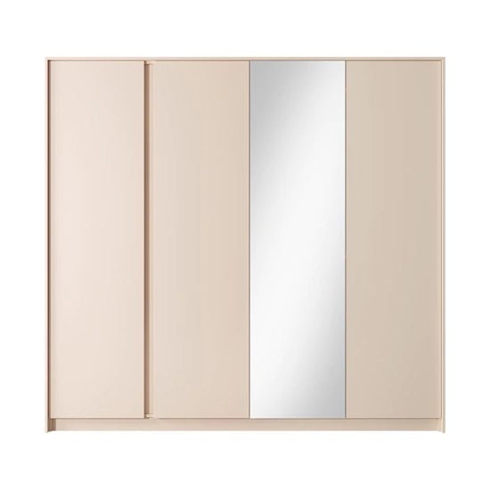 CHOICEWARDROBE Davis 4-door beige gloss wardrobe with central mirrored panel