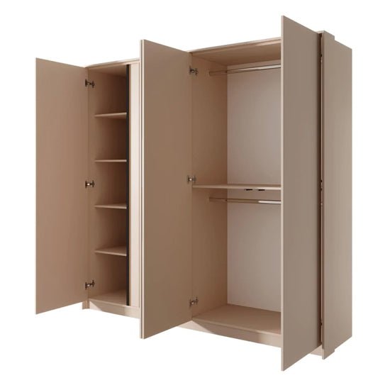 CHOICEWARDROBE beige gloss 4 door hinged wardrobe interior