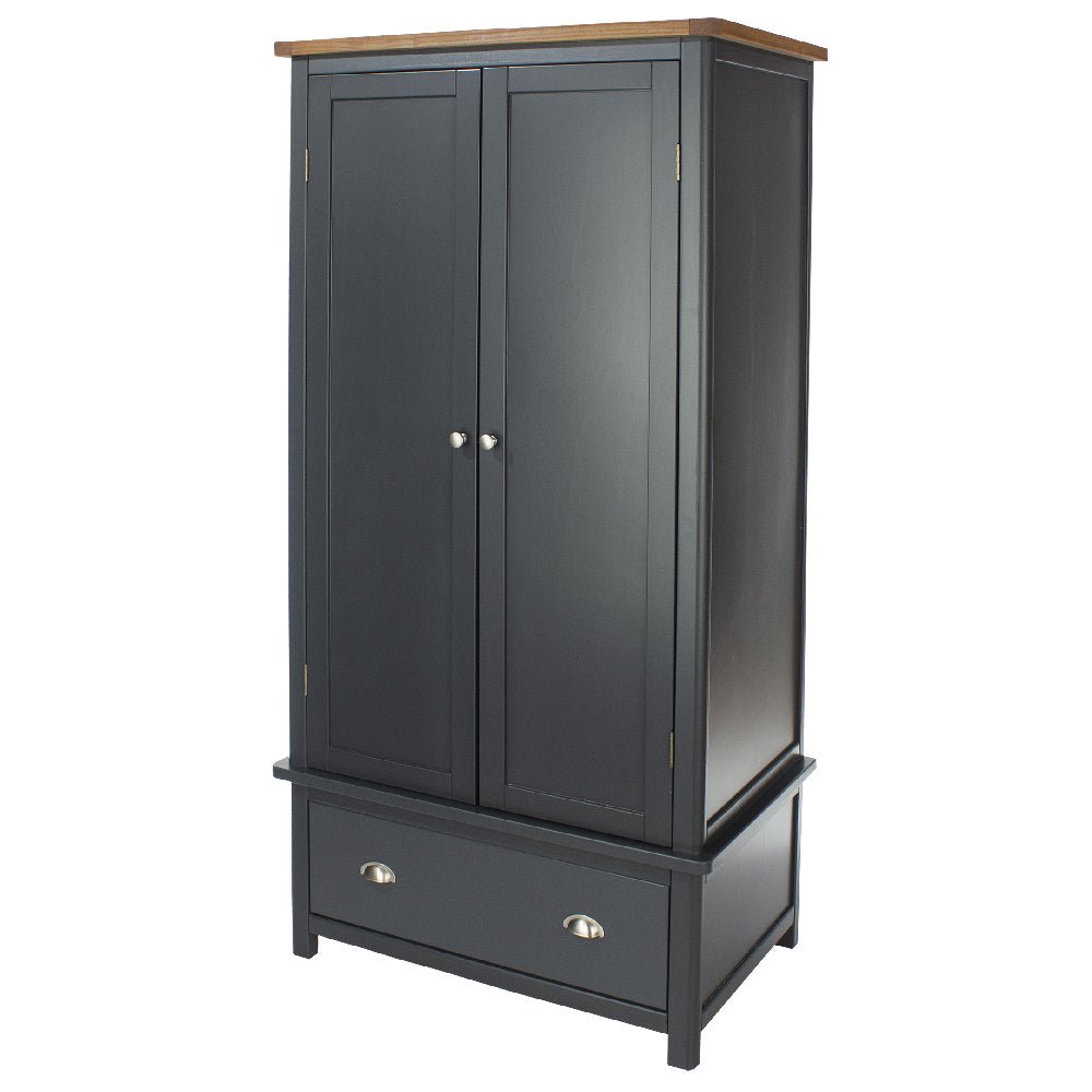 CHOICEWARDROBE navy and oak 2 door wooden wardrobe with drawer