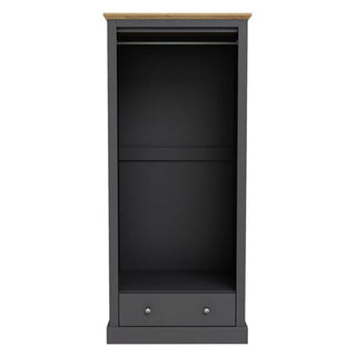 Interior of ChoiceWardrobe Devan Charcoal Grey Wardrobe showing hanging rail and lower drawer storage