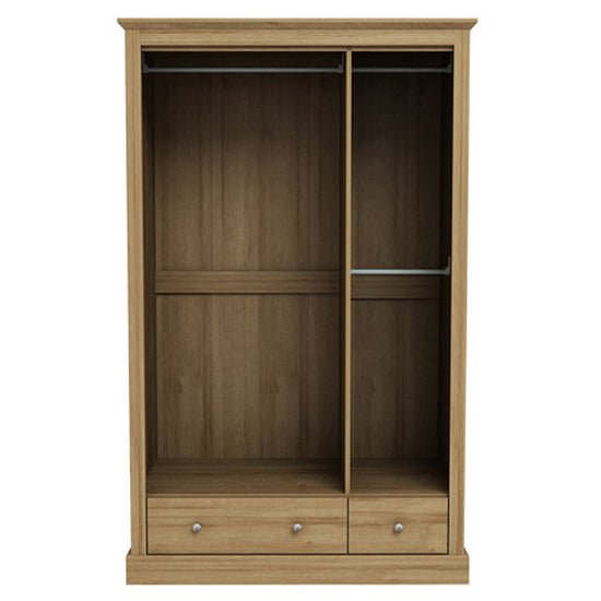 CHOICEWARDROBE Devan 113cm oak effect hinged wardrobe with 3 doors and 2 drawers