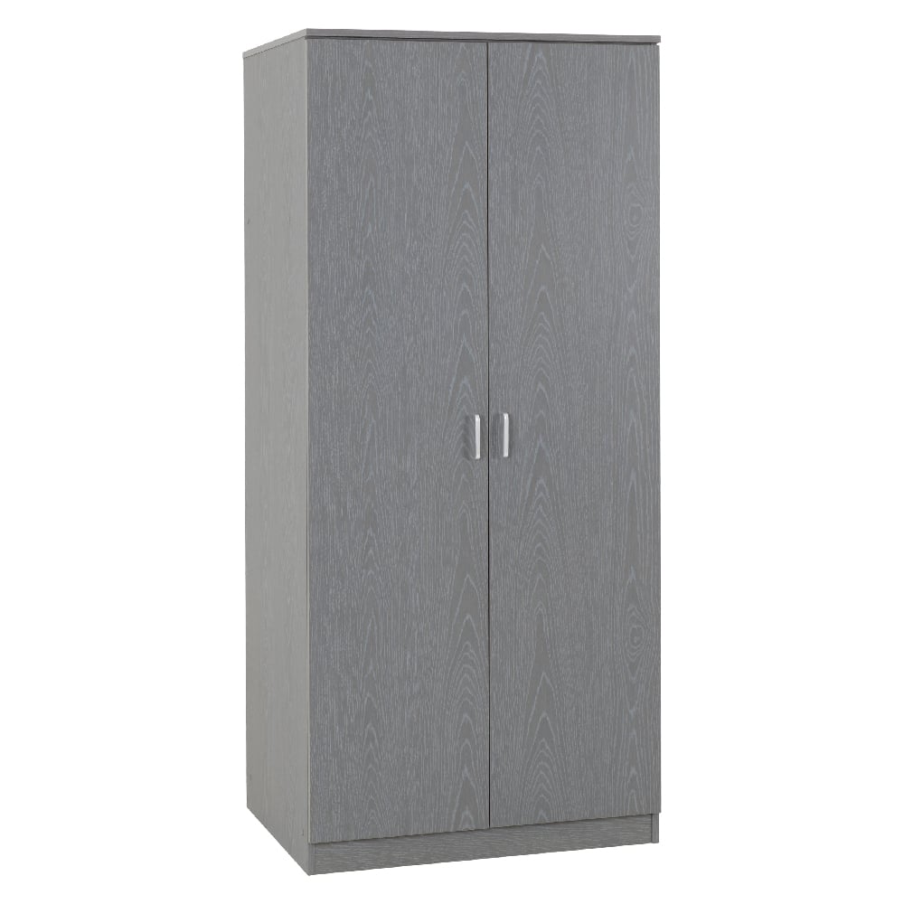 CHOICEWARDROBE grey wooden 2 door wardrobe with silver handles