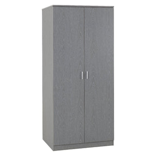 The CHOICEWARDROBE Earth Grey Wooden 2 Door Wardrobe features a modern minimalist design with sleek silver handles and flat base. Elevate your space with this stylish storage solution from Furniture in Fashion.