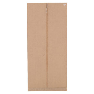 A rectangular brown cardboard with a center seam, top hanging string, and cork strip—perfect for pairing with your CHOICEWARDROBE Earth Grey Wooden 2 Door Wardrobe’s modern minimalist design and sleek silver handles.