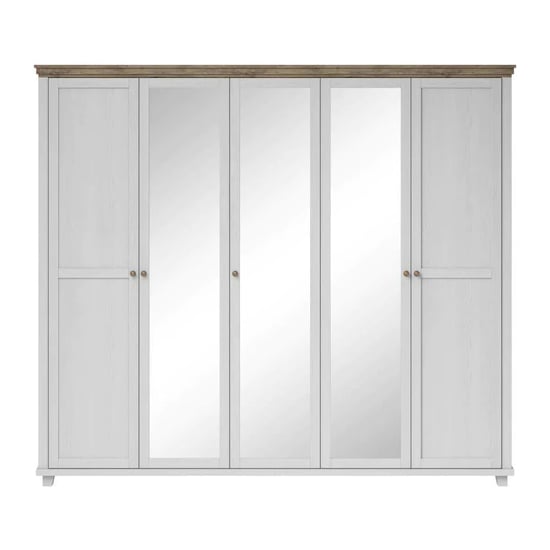 CHOICEWARDROBE Eilat 246cm 5 door Abisko Ash wardrobe with 3 mirrored panels