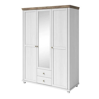 Front view of CHOICEWARDROBE Eilat 3 Door Mirrored Wardrobe in Abisko Ash & Oak Trim