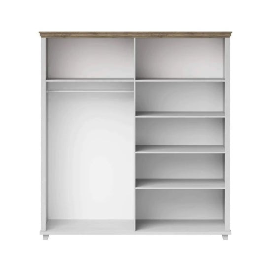 Open CHOICEWARDROBE Eilat 4 door wardrobe in Abisko Ash with hanging rail and shelves
