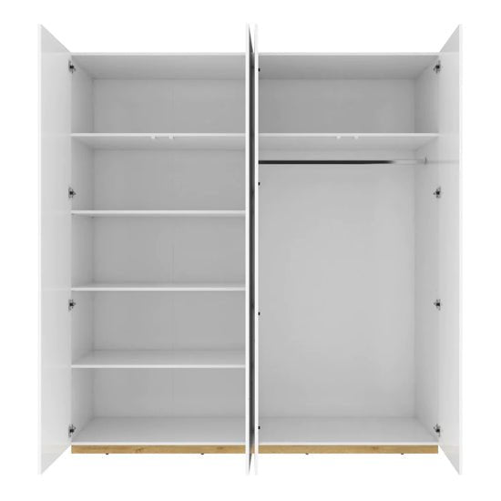 CHOICEWARDROBE Fargo 200cm white high gloss 2-door sliding wardrobe with shelves and hanging rail.