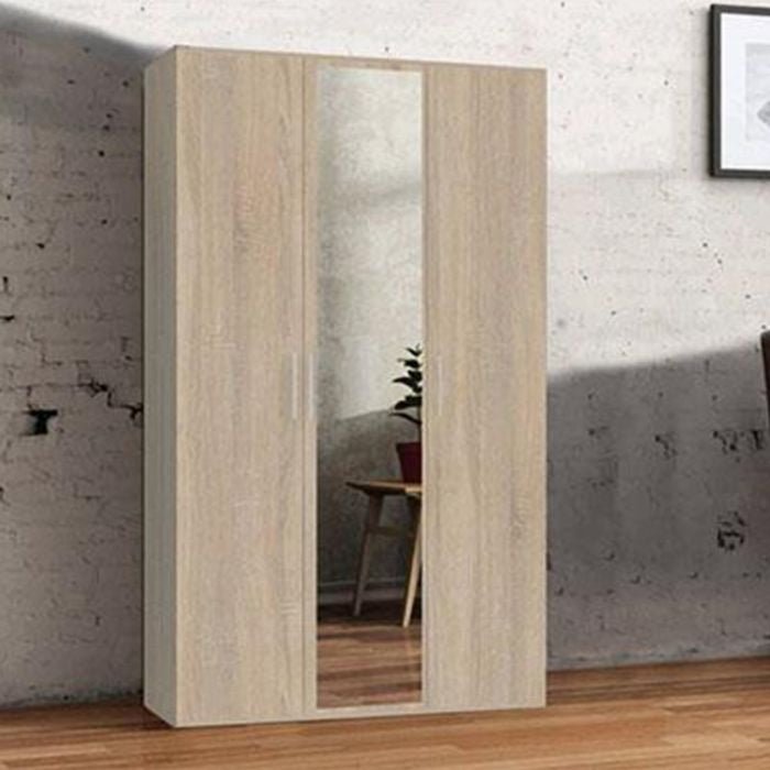 CHOICEWARDROBE Ferrano 3 Door Oak Wardrobe with Mirror - 120cm Wide