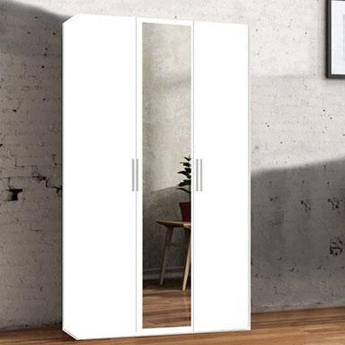 CHOICEWARDROBE Ferrano white 3 door wardrobe with full-length mirrored door