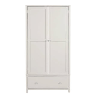The CHOICEWARDROBE Folsom 2 Door Wooden Wardrobe in Natural Finish is a 97cm compact storage piece with a hanging rail and spacious drawer—ideal bedroom storage against a plain white background.
