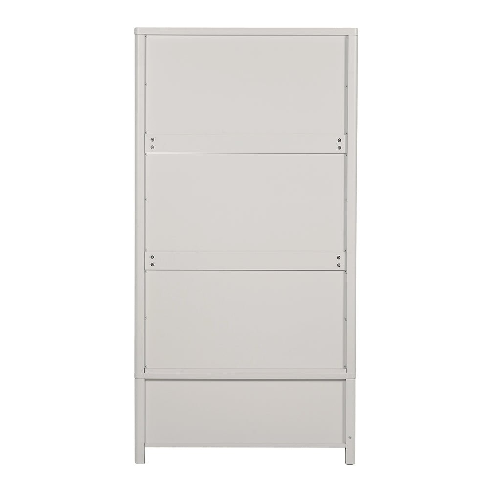 CHOICEWARDROBE Folsom 2 Door wardrobe back panel in natural wood finish with hanging rail supports visible.