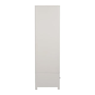 CHOICEWARDROBE Folsom natural finish wooden wardrobe, tall, two doors, flat front, on short legs.