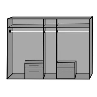ChoiceWardrobe Fresco 5 Door Wardrobe Interior Layout showing Shelves, Drawers and Hanging Rails – Contemporary Bedroom Storage Design