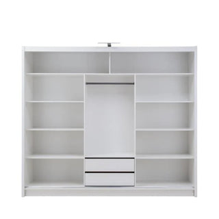 The CHOICEWARDROBE Hanover 3 Door Sliding Mirrored Wardrobe (250cm, Matt White) offers modern soft-close doors, an LED light, ample storage shelves, and a sleek finish—ideal for contemporary UK bedrooms.