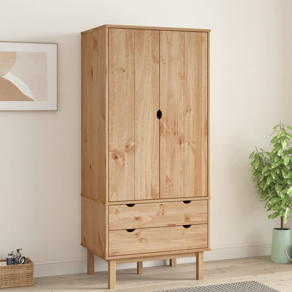 CHOICEWARDROBE Harrow pine 2 door wardrobe with 2 drawers, Scandinavian design