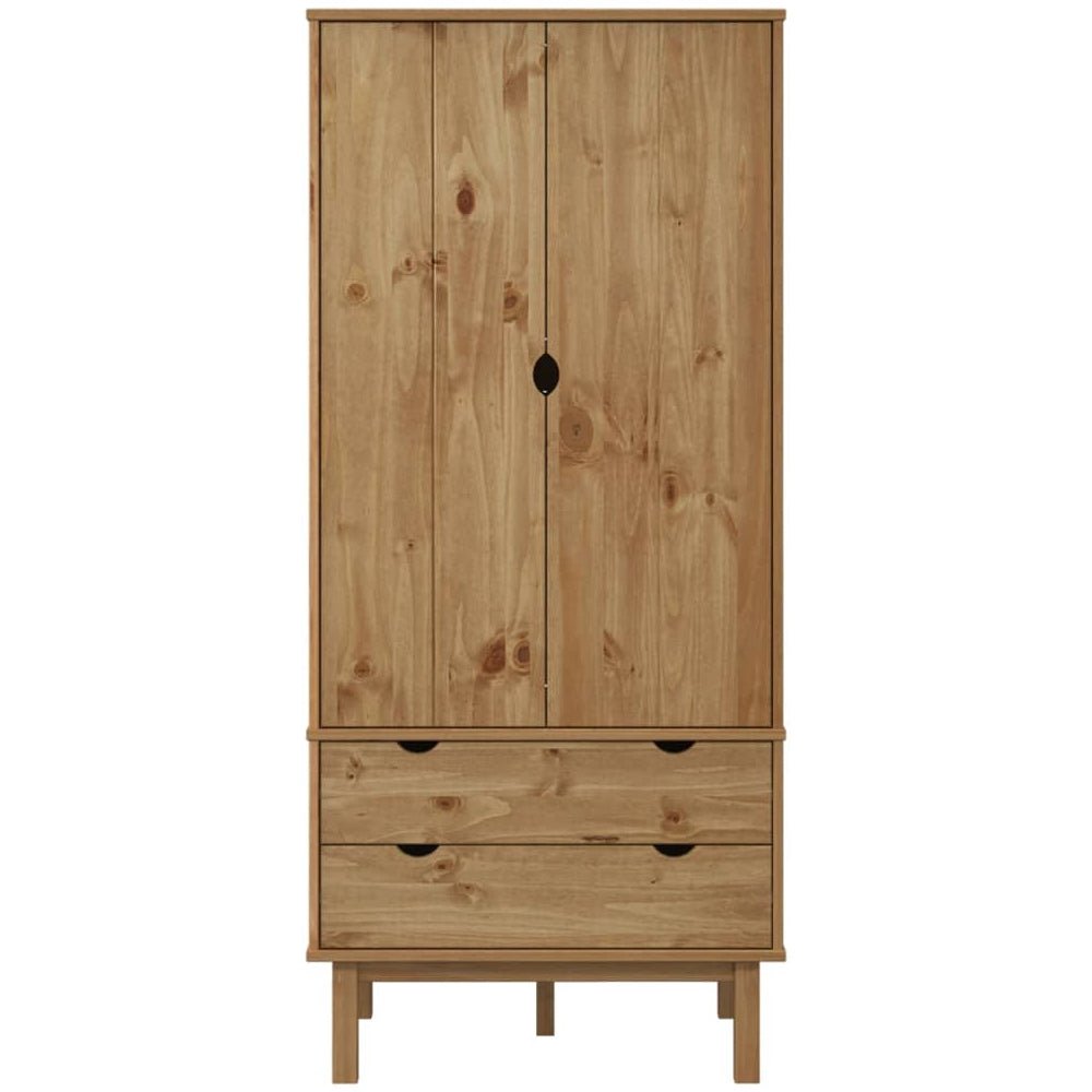 CHOICEWARDROBE Harrow pine 2 door wardrobe with 2 drawers, Scandinavian design, natural finish