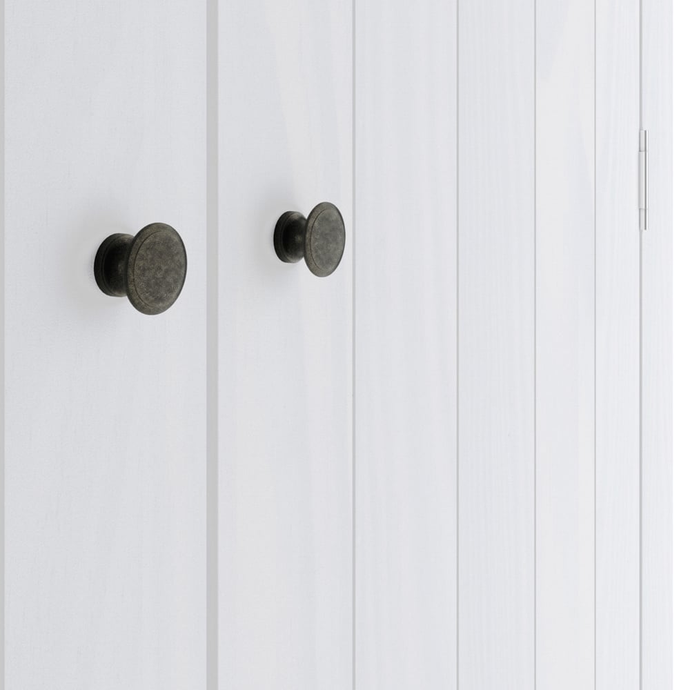 CHOICEWARDROBE HAVANAN 2-door white wooden wardrobe with round dark metal knobs