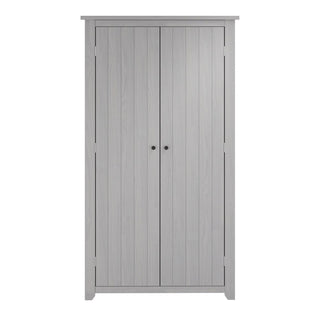The CHOICEWARDROBE Havanan 2 Door Wooden Wardrobe features a matte grey finish and modern vertical panel design, offering stylish bedroom storage with small round handles—all shown against a white background.