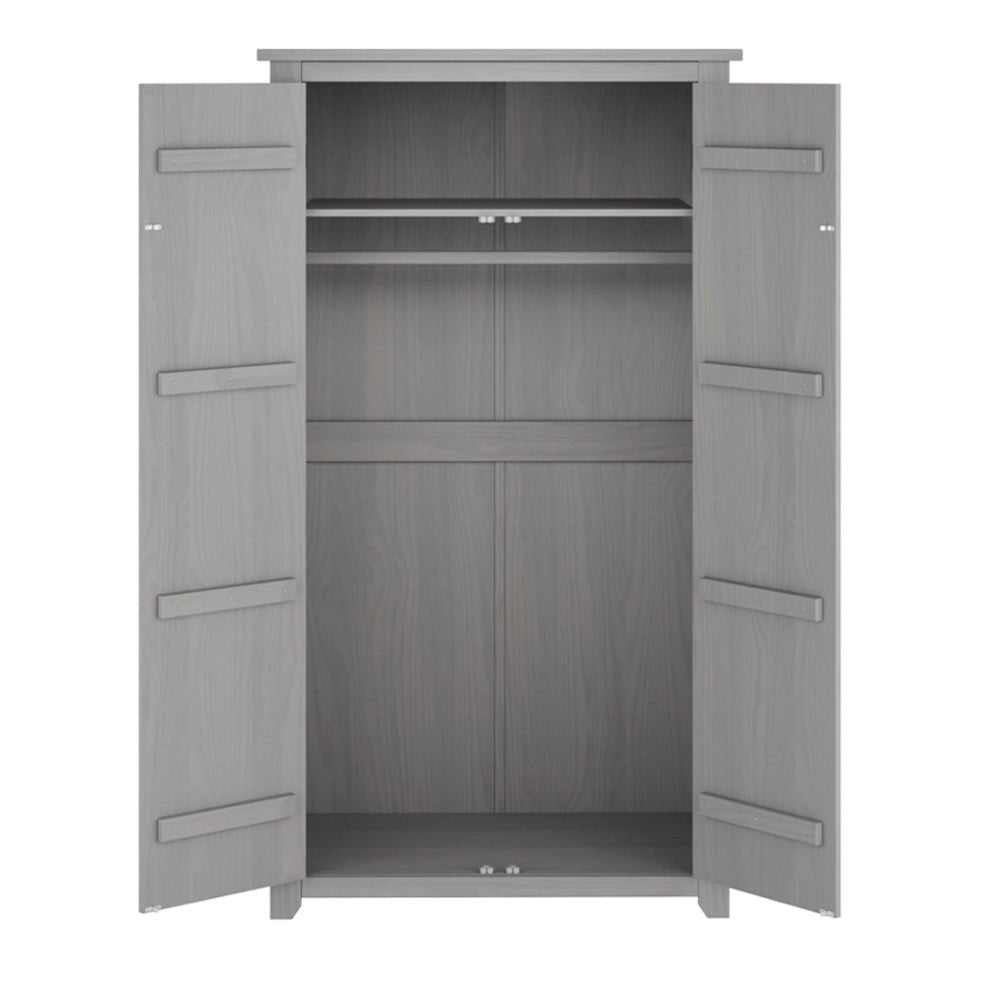 CHOICEWARDROBE Havanan 2 door matte grey wooden wardrobe interior open with shelves and rail