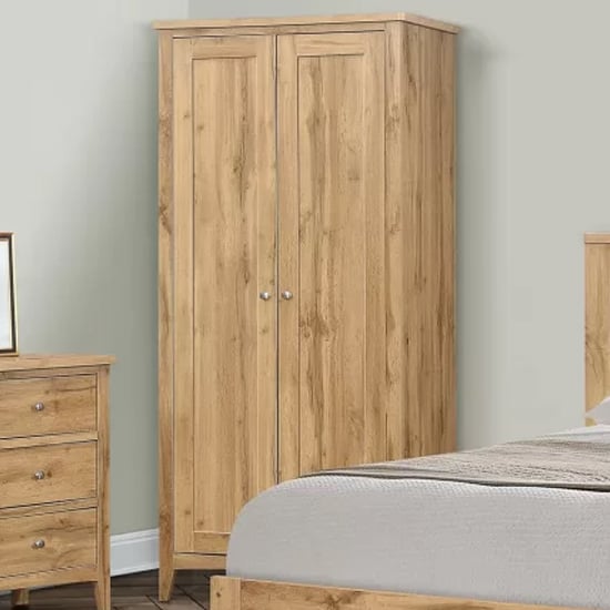 CHOICEWARDROBE Hebron 2 door oak wardrobe with traditional panel design.