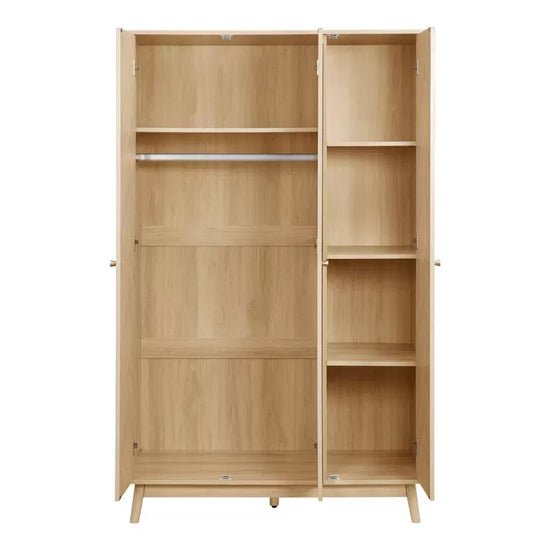 CHOICEWARDROBE Helena 3-door oak effect chevron wardrobe with mirrored door
