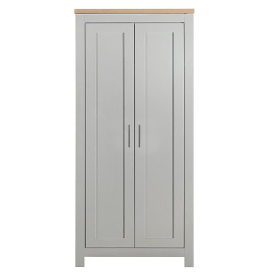 Grey and oak two-door wardrobe with paneled doors - 79cm wide