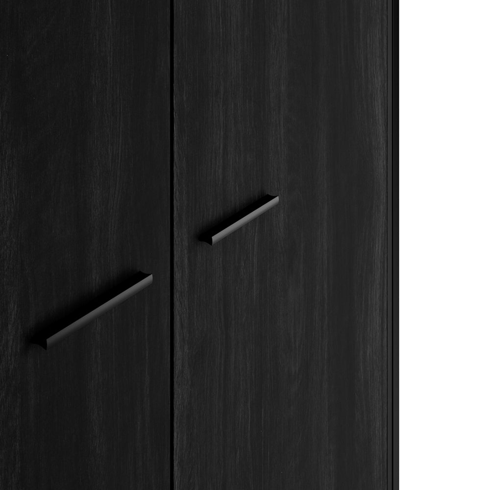 CHOICEWARDROBE Hoxton black wooden 2-door wardrobe with diagonal black bar handles