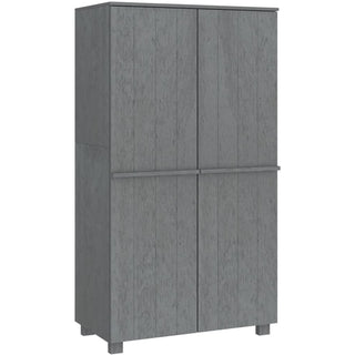 The CHOICEWARDROBE Hull 2 Door Wooden Wardrobe in dark grey features a contemporary panelled design with sleek horizontal handles, hanging rail, and storage shelves—perfect for modern bedroom organization.