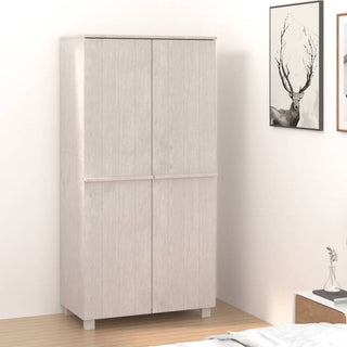 The CHOICEWARDROBE Hull 89cm 2 Door Wooden Wardrobe in a white finish stands in the room corner, while framed art—including a deer illustration—hangs on the wall. A portion of the bed and nightstand is also visible.