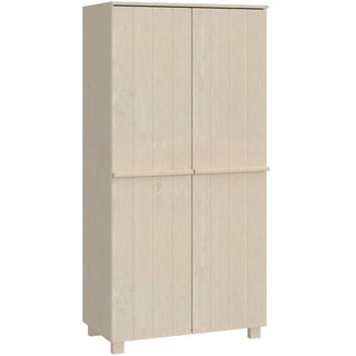 The CHOICEWARDROBE Hull Wardrobe is an 89cm, 2-door wooden storage wardrobe in a light brown oak finish, featuring minimalistic vertical lines and four short legs for modern bedroom storage.