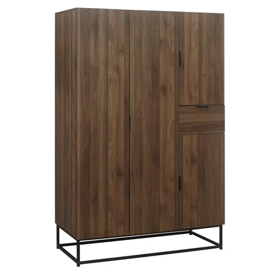 4 door walnut wardrobe with industrial metal frame